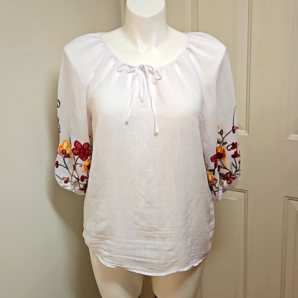 New York Clothing Company Boho Embroidered Blouse